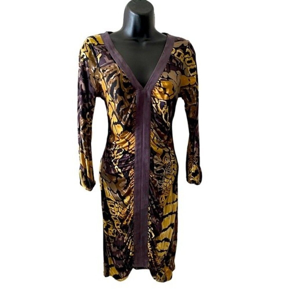 Hale Bob | Hale Bob Silk V-Neck Cocktail Dress Designer Dress retail $298 NWOT S - Picture 3 of 14